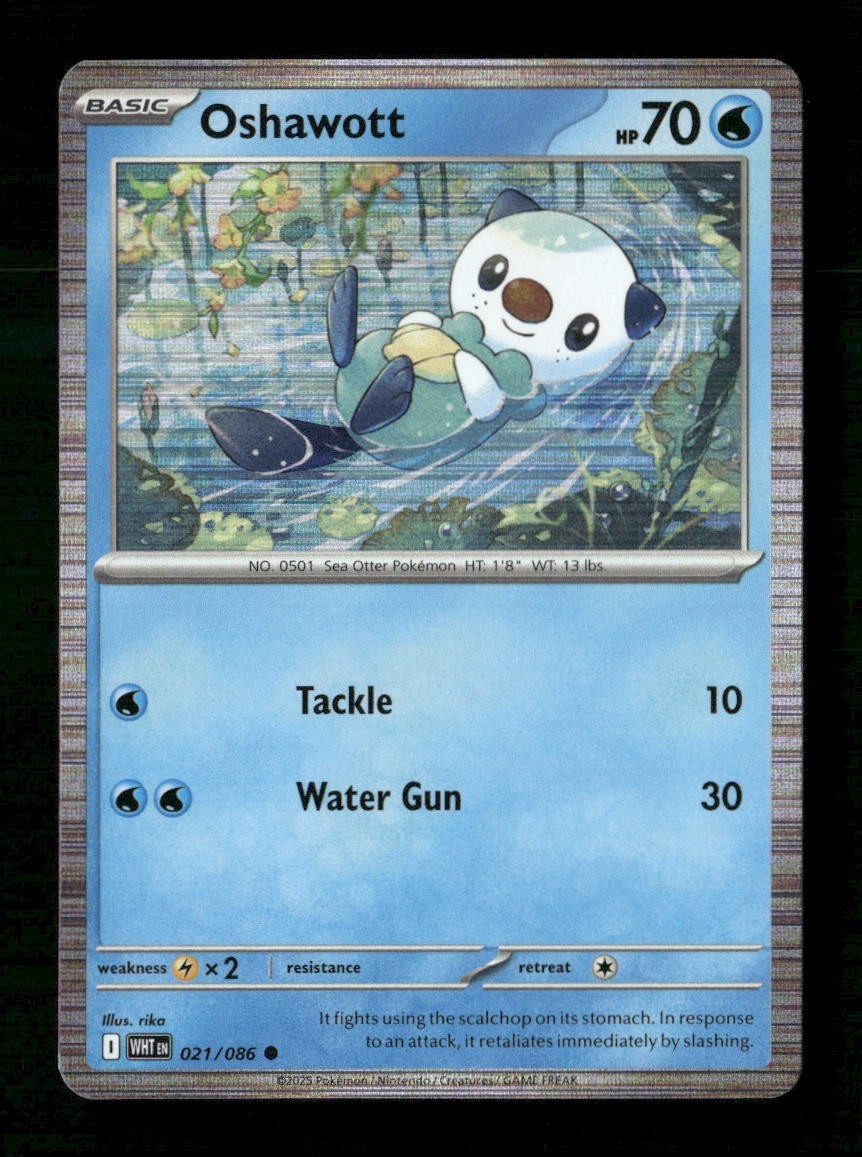 Oshawott #021 White Flare Tinsel Holo Poster Collection Exclusive Pokemon TCG