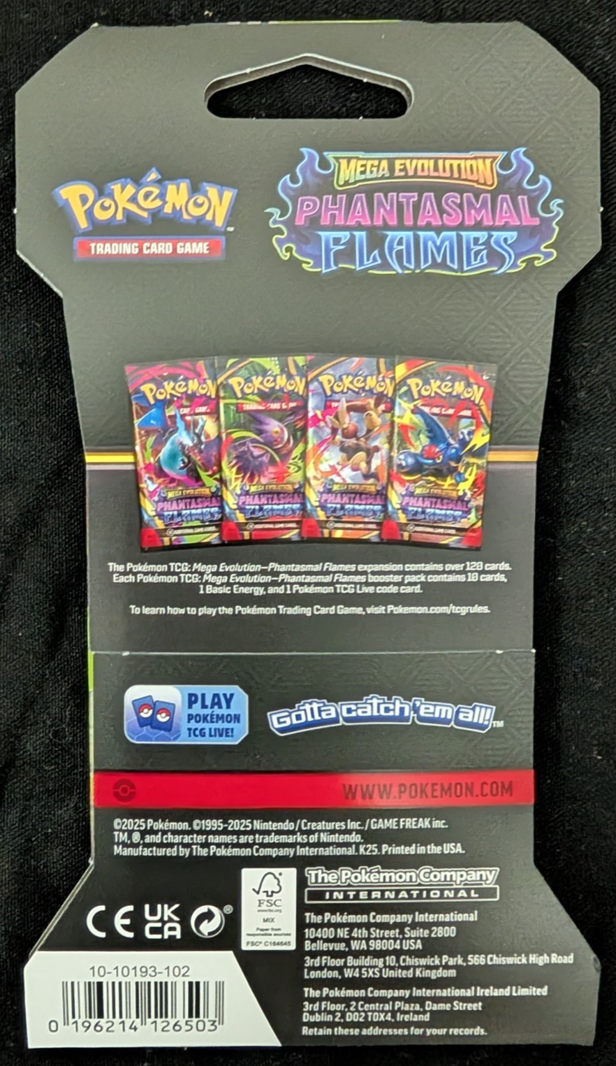 Phantasmal Flames Sleeved Booster Pack Blister Pokemon TCG NEW SEALED (1 PACK)