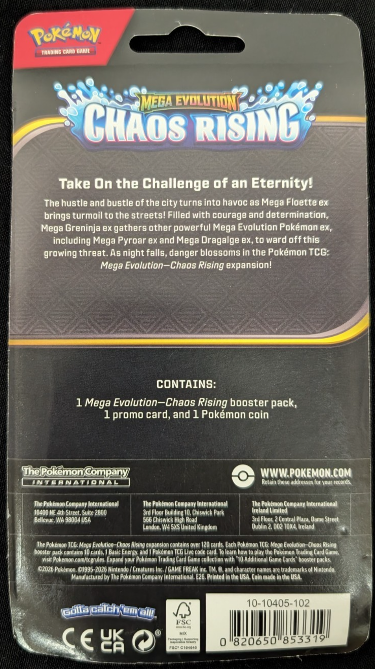 Mega Evolution Chaos Rising Checklane Blister Toxel Promo Pokemon TCG