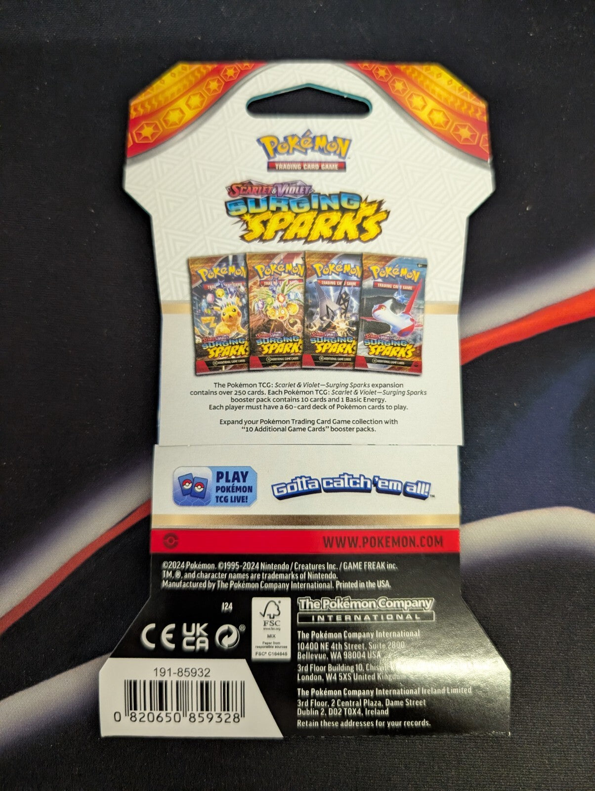 Pokemon TCG Surging Sparks Sleeved Booster Pack Blister NEW SEALED (1 PACK)