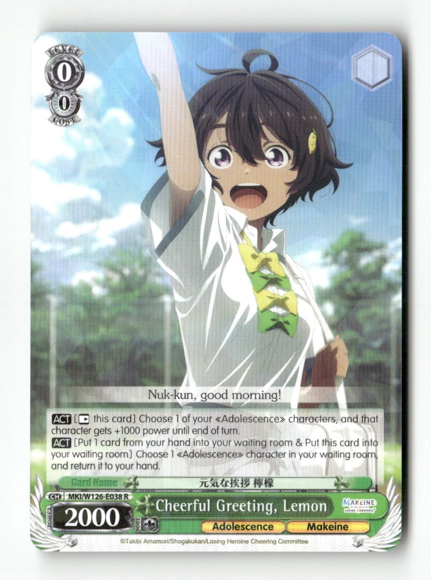 Cheerful Greeting, Lemon MKI/W126-E038 R Weiss Schwarz TCG