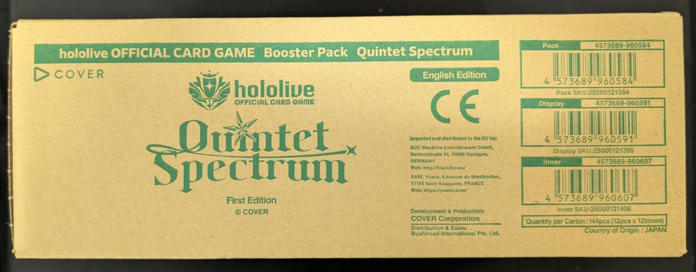 Quintet Spectrum hBP02e First Edition Booster Box Hololive English TCG