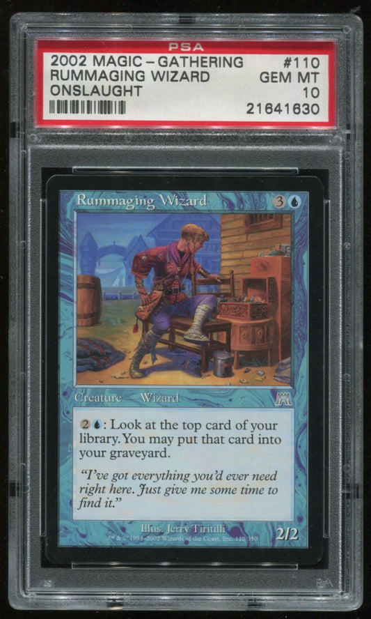 MTG Magic 2002 Onslaught Rummaging Wizard #110 PSA 10 Gem Mint