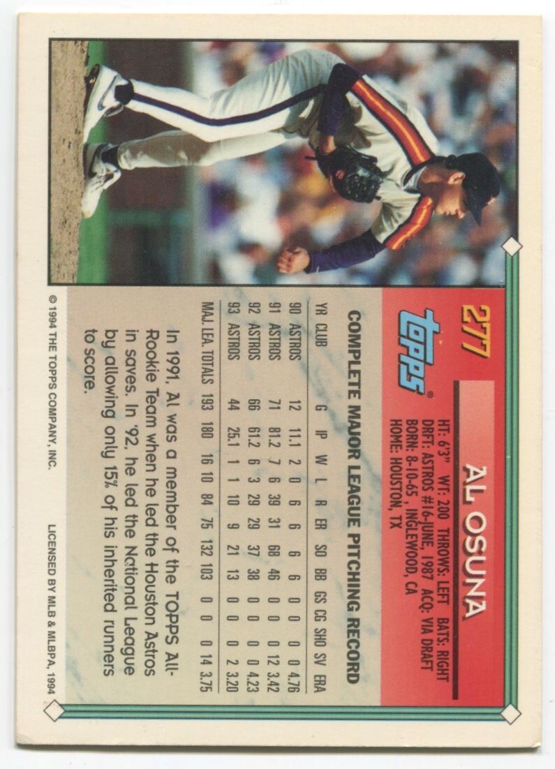 MLB 1994 Topps - #277 Al Osuna Excellent