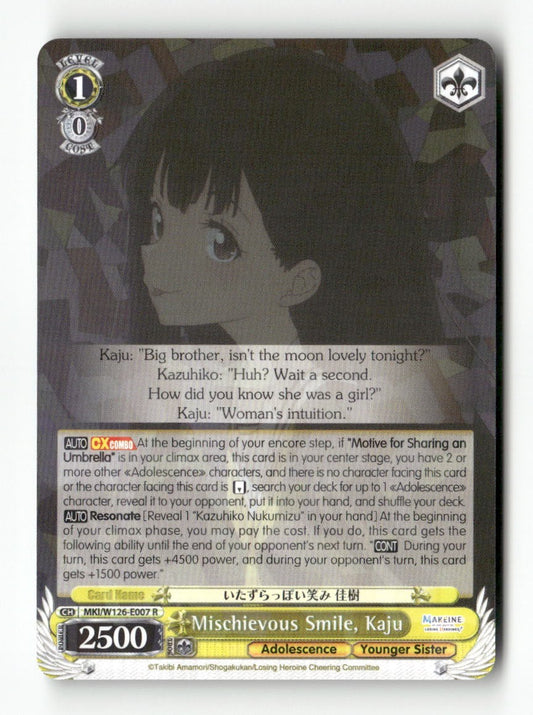 Mischievous Smile, Kaju MKI/W126-E007 R Weiss Schwarz TCG