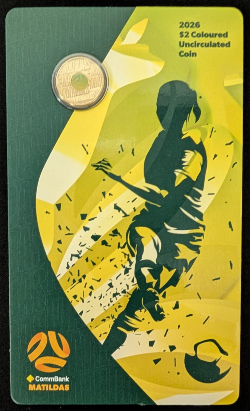 2026 UNC Coloured D1 Matildas $2 Collector Coin Presentation Card RAM