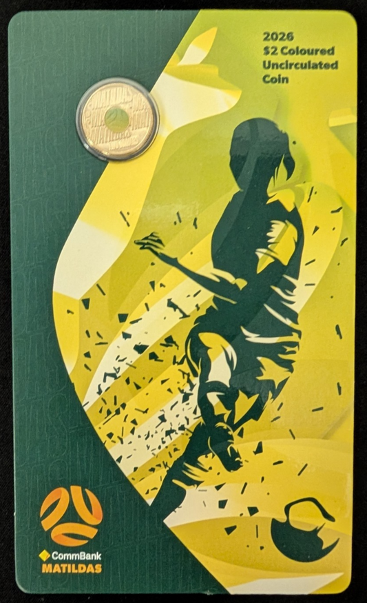 2026 UNC Coloured D1 Matildas $2 Collector Coin Presentation Card RAM