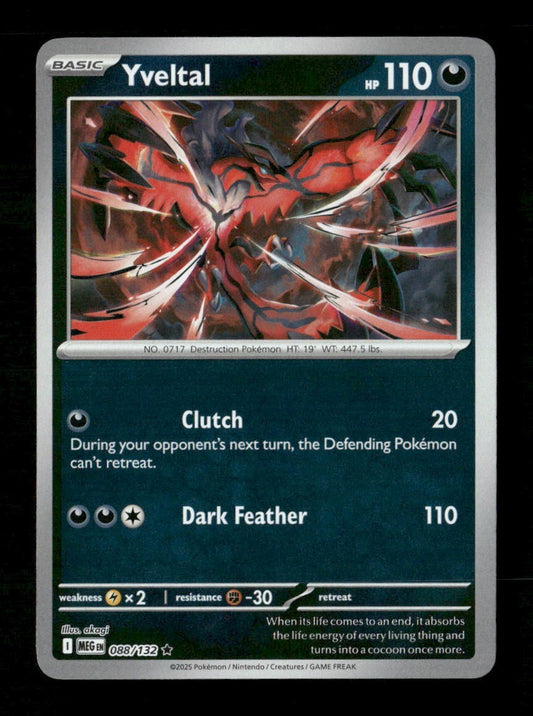 Yveltal #088/132 Reverse Holofoil Pokemon Mega Evolution