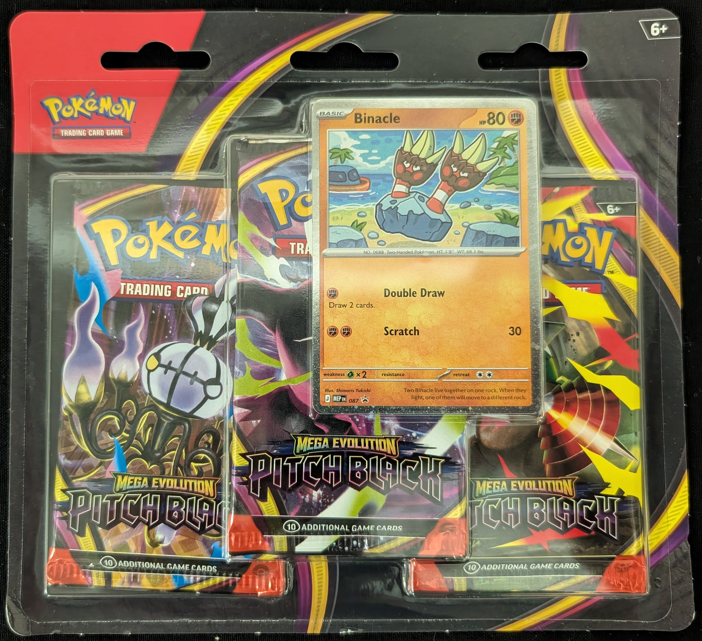 Mega Evolution Pitch Black 3 Pack Booster Blister Binacle Pokemon TCG