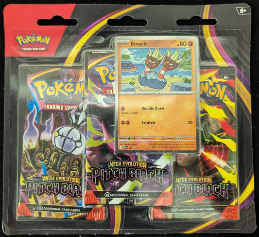 Mega Evolution Pitch Black 3 Pack Booster Blister Binacle Pokemon TCG